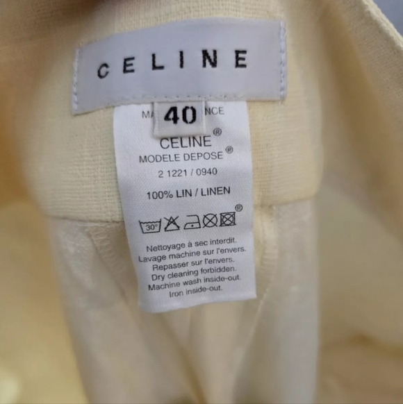 Celine Wide Leg 100% Linen Pants Wrap Waist Cream (Pale Yellow) Size 40 (US 12) - Picture 6 of 7
